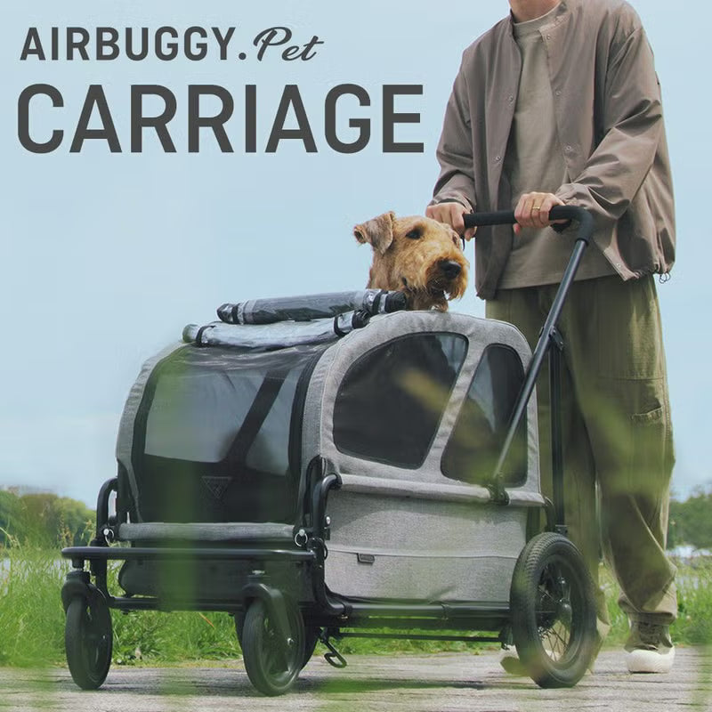 AirBuggy Carriage 2-Piece Set [Cart & Roof] for Large Dog (55kg Load Capacity ) - kikiandpuppies