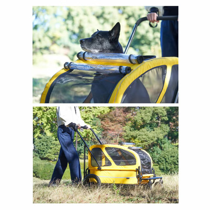 AirBuggy Carriage 2-Piece Set [Cart & Roof] for Large Dog (55kg Load Capacity ) - kikiandpuppies