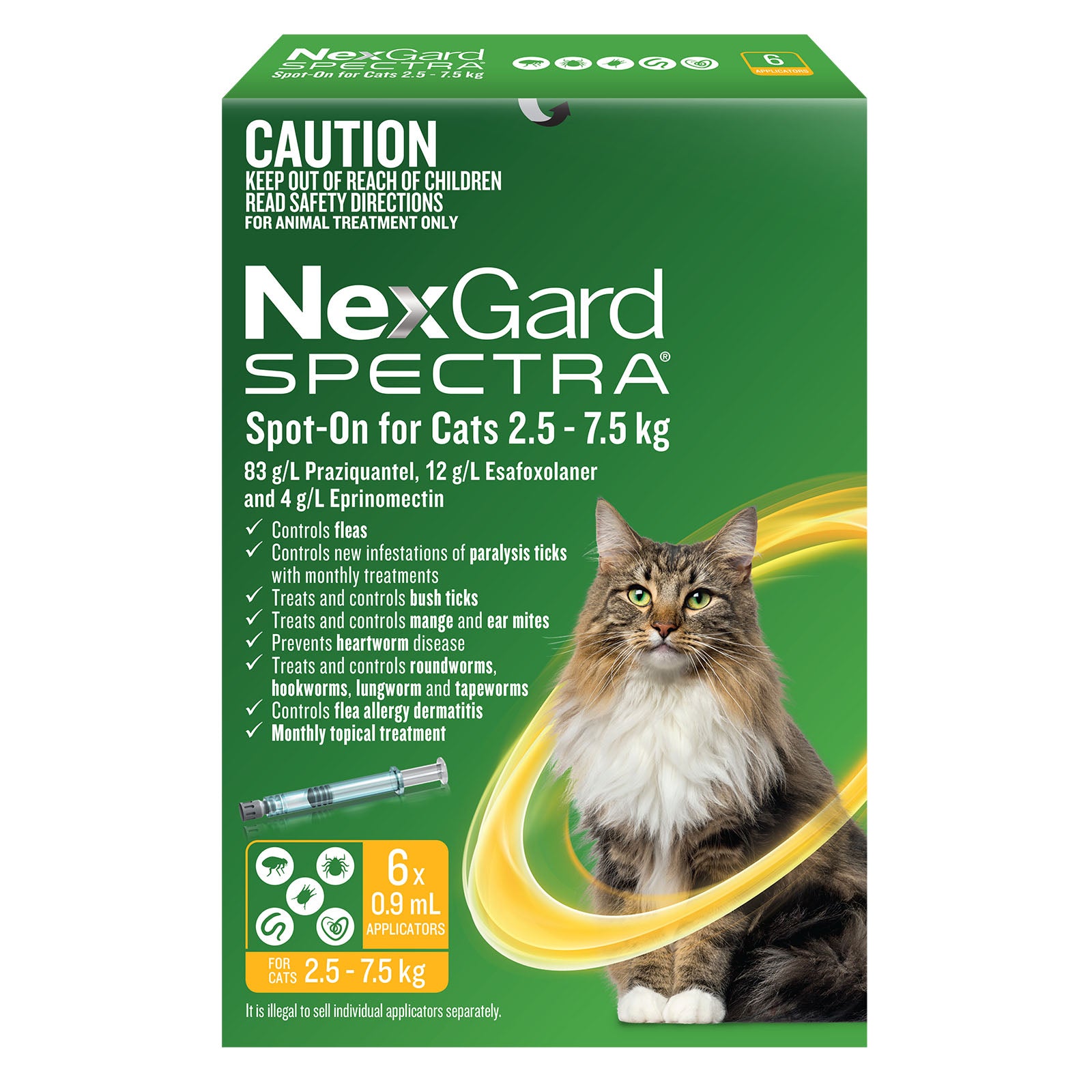 NexGard SPECTRA Spot On For Large Cats 2.5~7.5kg - kikiandpuppies