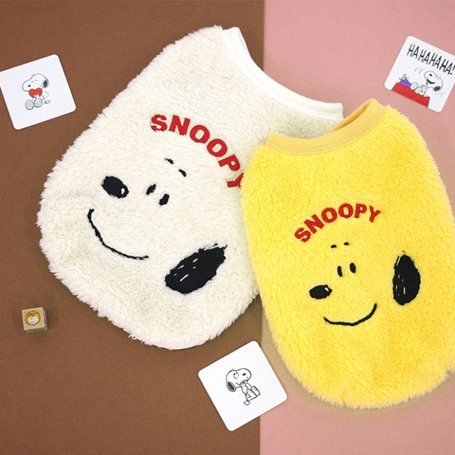 Snoopy Peanuts Plush Vest Dog Jacket – White - kikiandpuppies