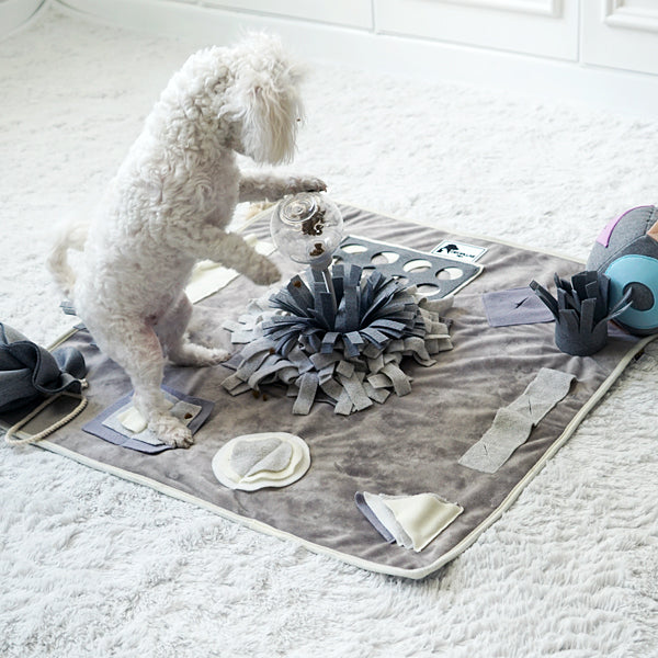 Snuffle Mat (Premium Mat with Treat Ball & Toys) Interactive Dog Toy for Pet Enrichment - Puzzle Feeder for Exercise and Stress Relief - Slow Feeder for Dogs (Deluxe) - kikiandpuppies