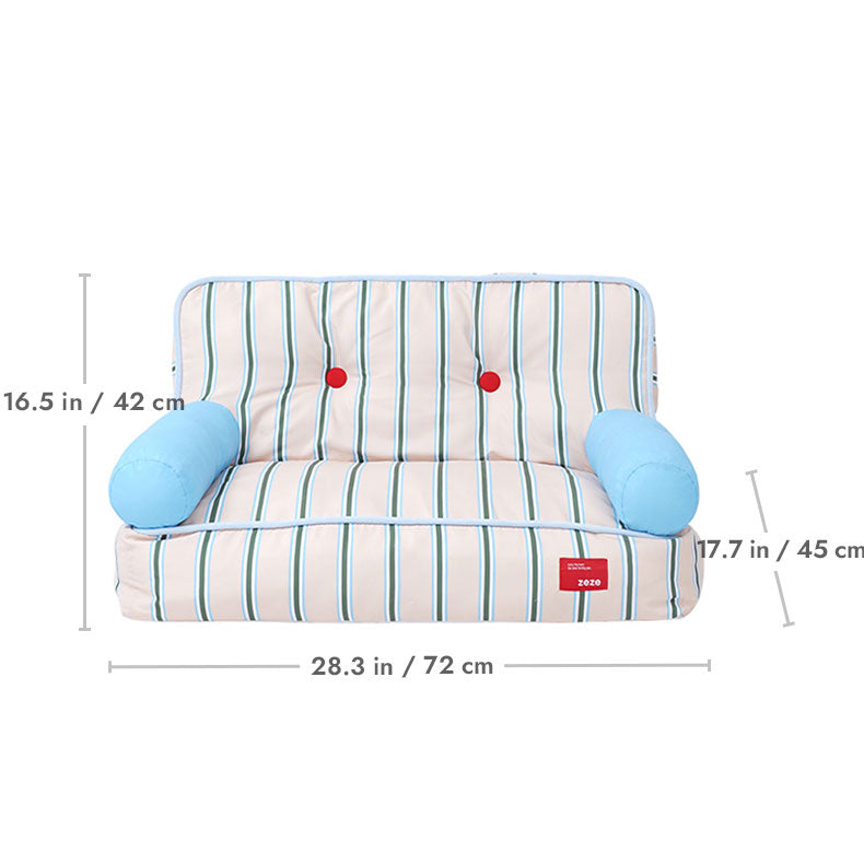 Blue and White Striped Pet Cooling Bed Sofa