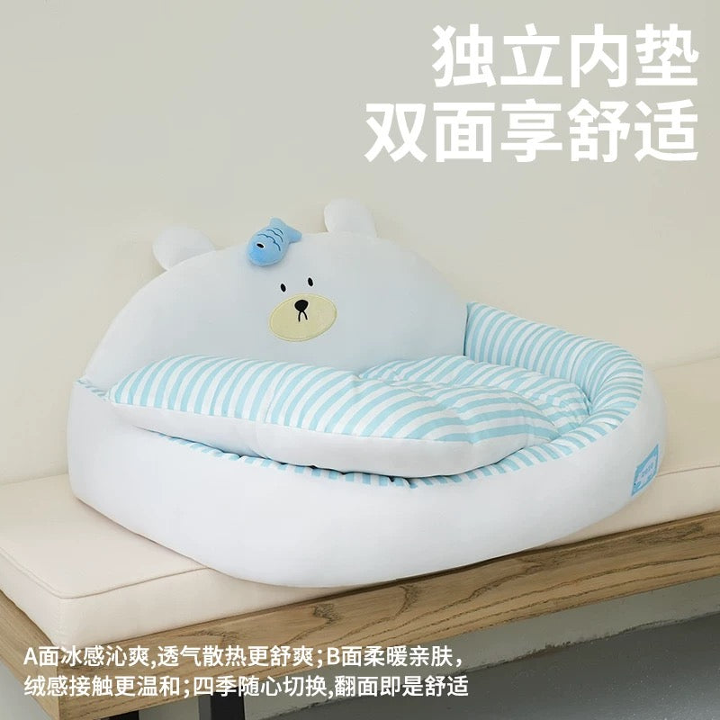 Little Bear Cooling Cat Dog Ice Silk Bed - kikiandpuppies
