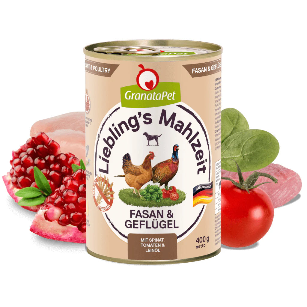 GranataPet Liebling's Mahlzeit - Pheasant & Poultry Dog Wet Food - kikiandpuppies