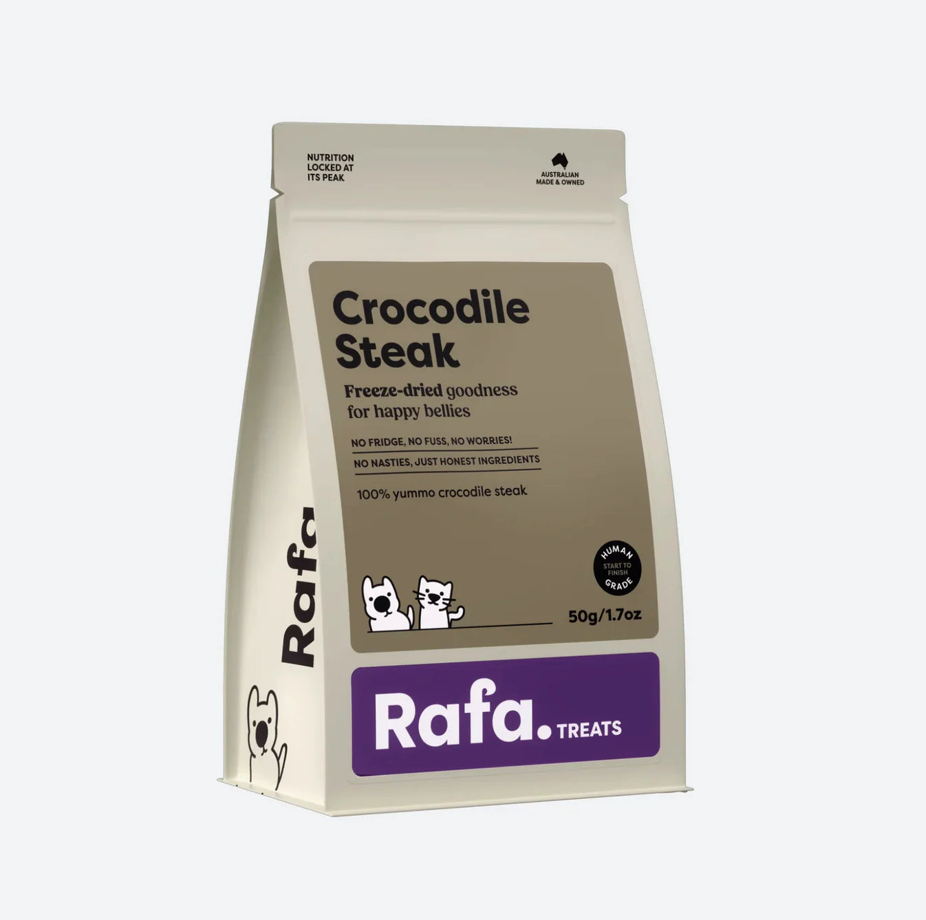 RAFA Raw Freeze-Dried Treats | Human-Grade Crocodile Steak - kikiandpuppies
