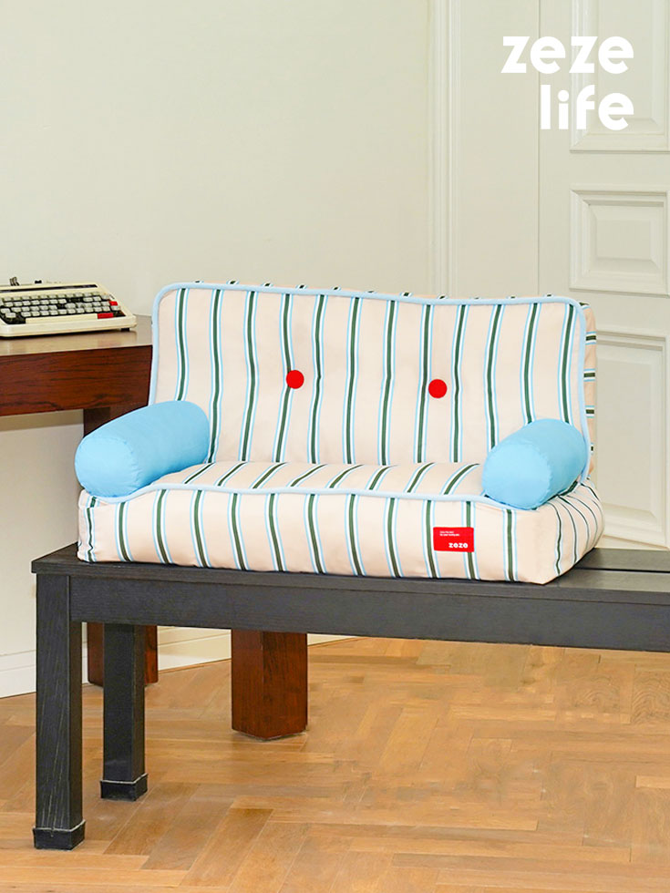Blue and White Striped Pet Cooling Bed Sofa