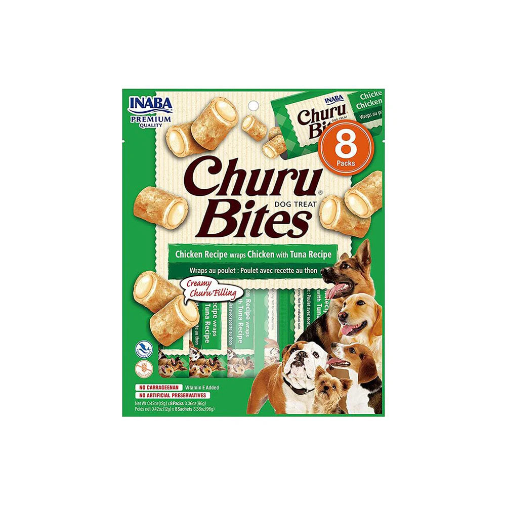 INABA Churu Bites Chicken Wraps With Tuna Recipe Dog Treat 8x12g - kikiandpuppies