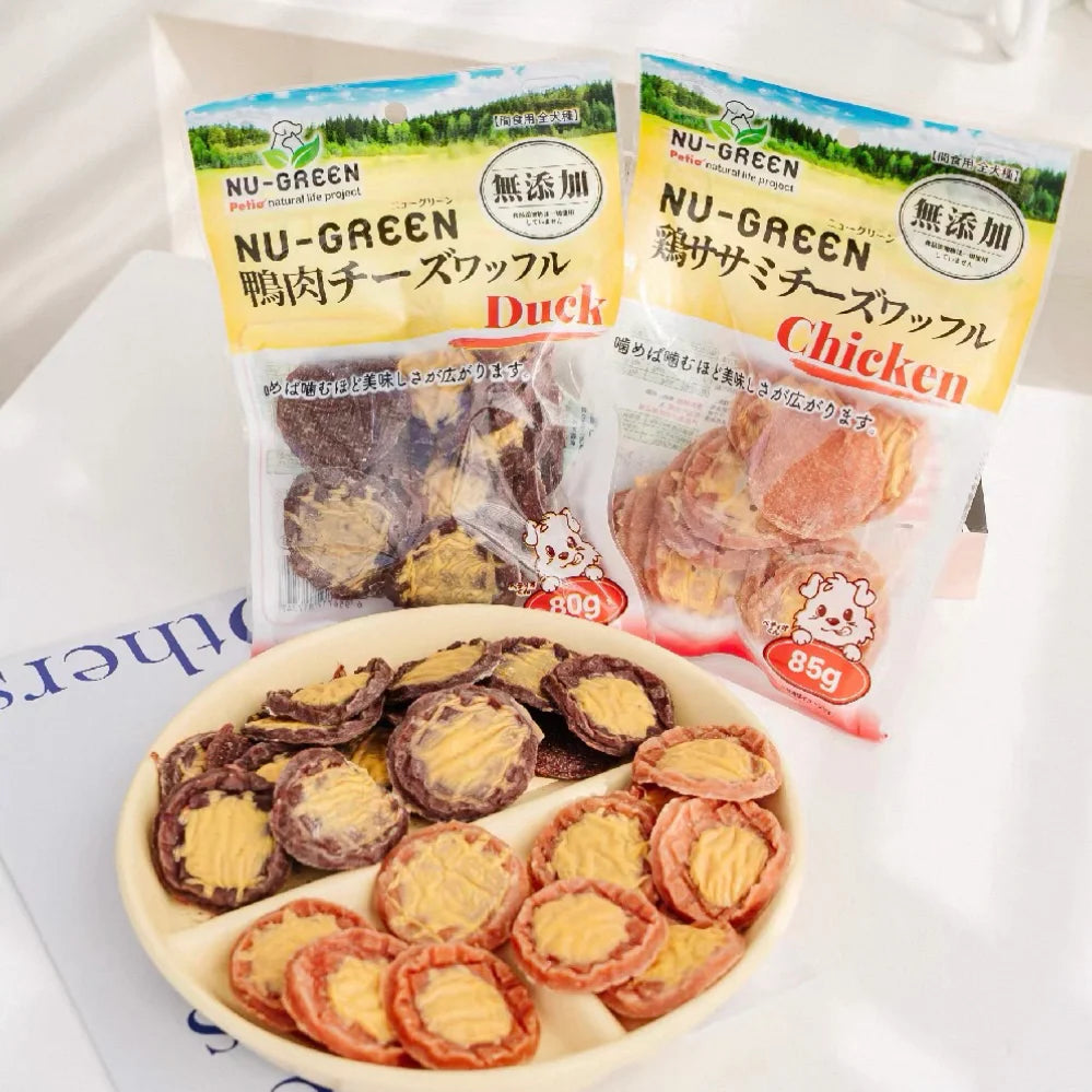Cheese Waffle Dog Treats - Duck / Chicken 85g - kikiandpuppies