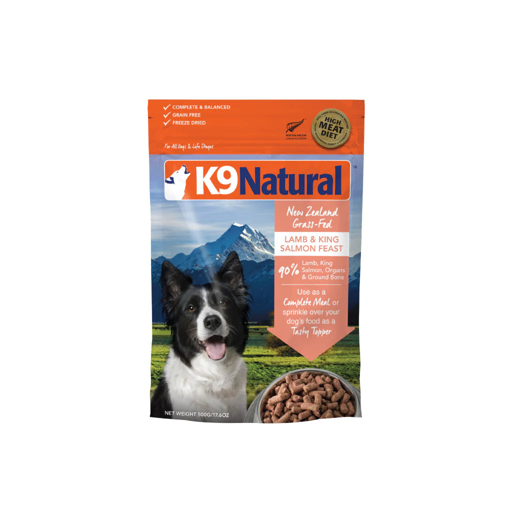 K9 Natural Lamb & King Salmon Feast Freeze-Dried Dog Food 500g - kikiandpuppies