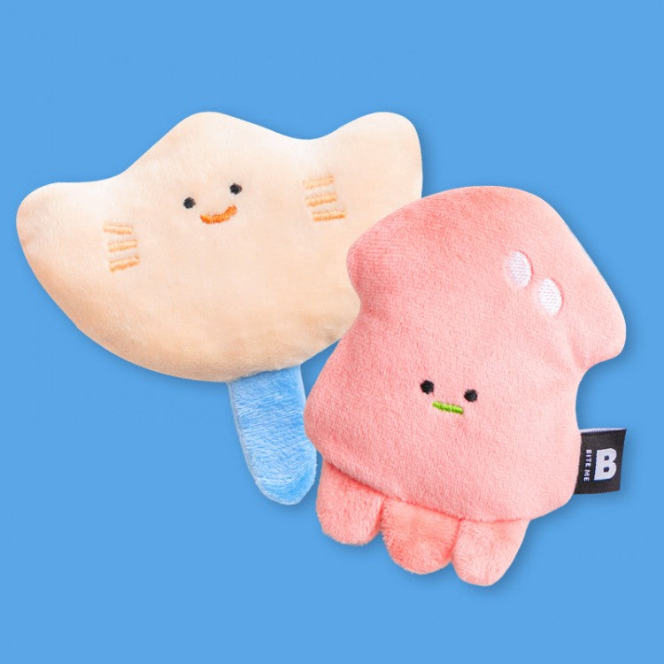 Sea Friends Toy Set - Stingray & Squid (Squeaky/Nose Work) - kikiandpuppies