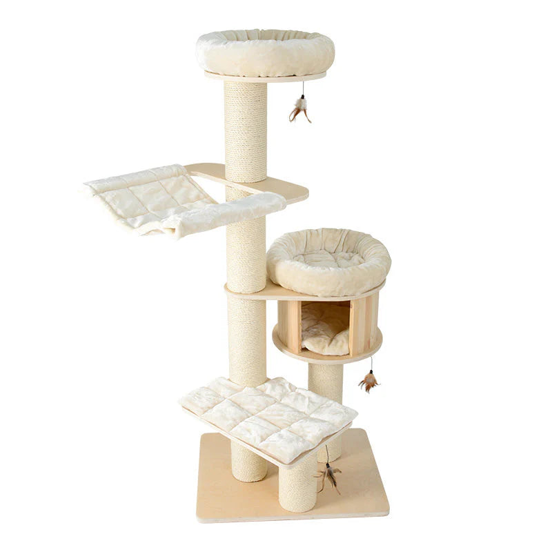 HONEYPOTCAT Solid Wood 4-Layer Solid Wood Cat Tree