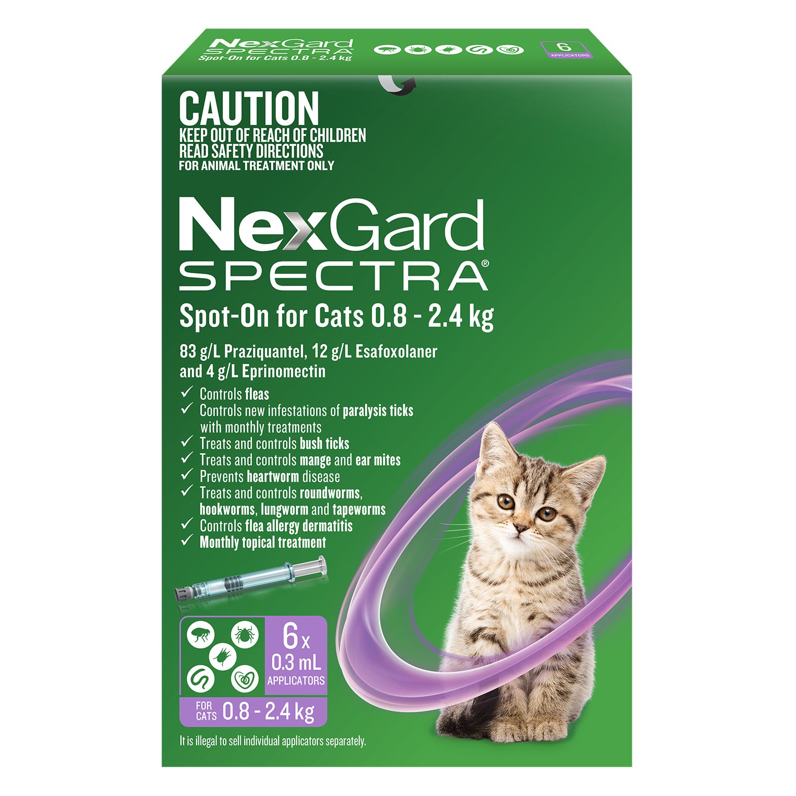 NexGard SPECTRA Spot On For Small Cats And Kittens 0.8~2.4kg - kikiandpuppies