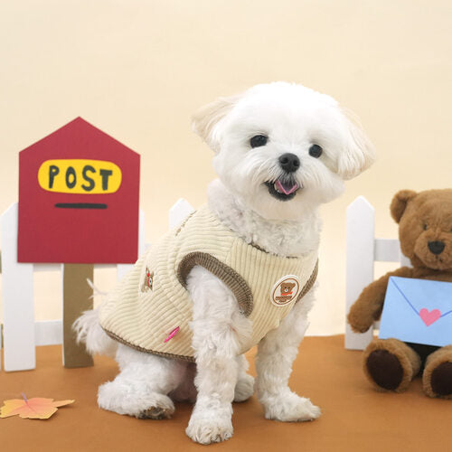 Paris Dog Bear Corduroy Vest - kikiandpuppies