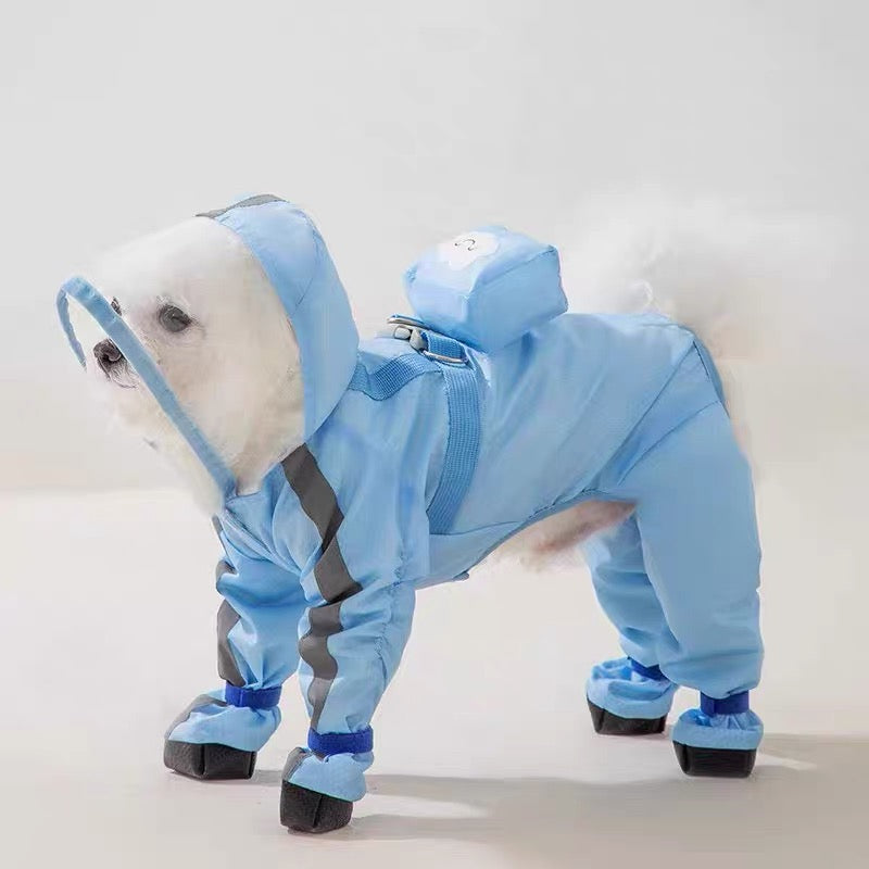 Waterproof Cute Pet Rain Coat with Hood - Full Leg Coverage