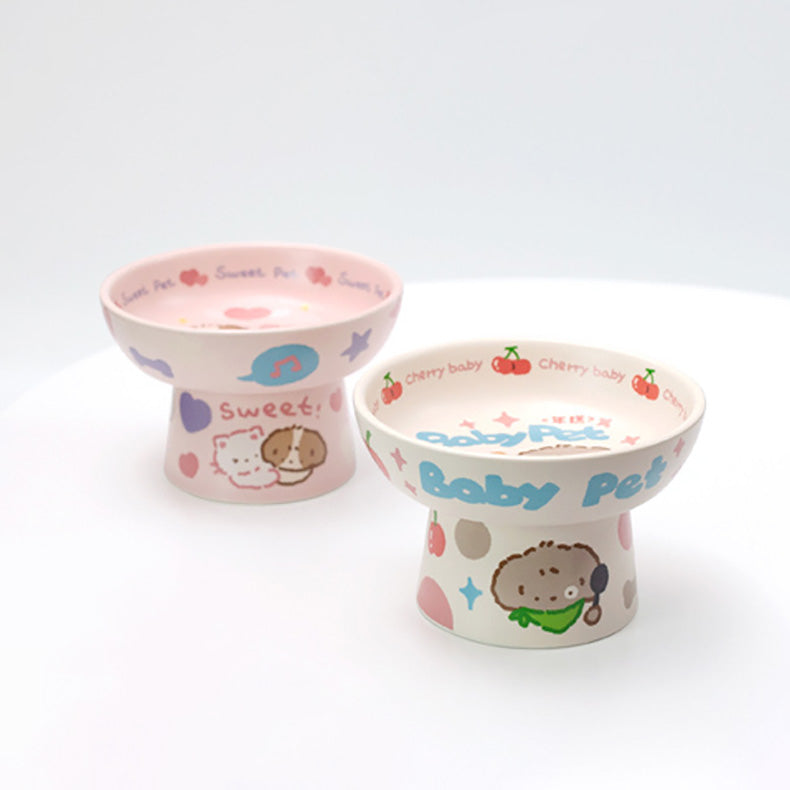 Childlike Standed Ceramic Cat Pet Bowls