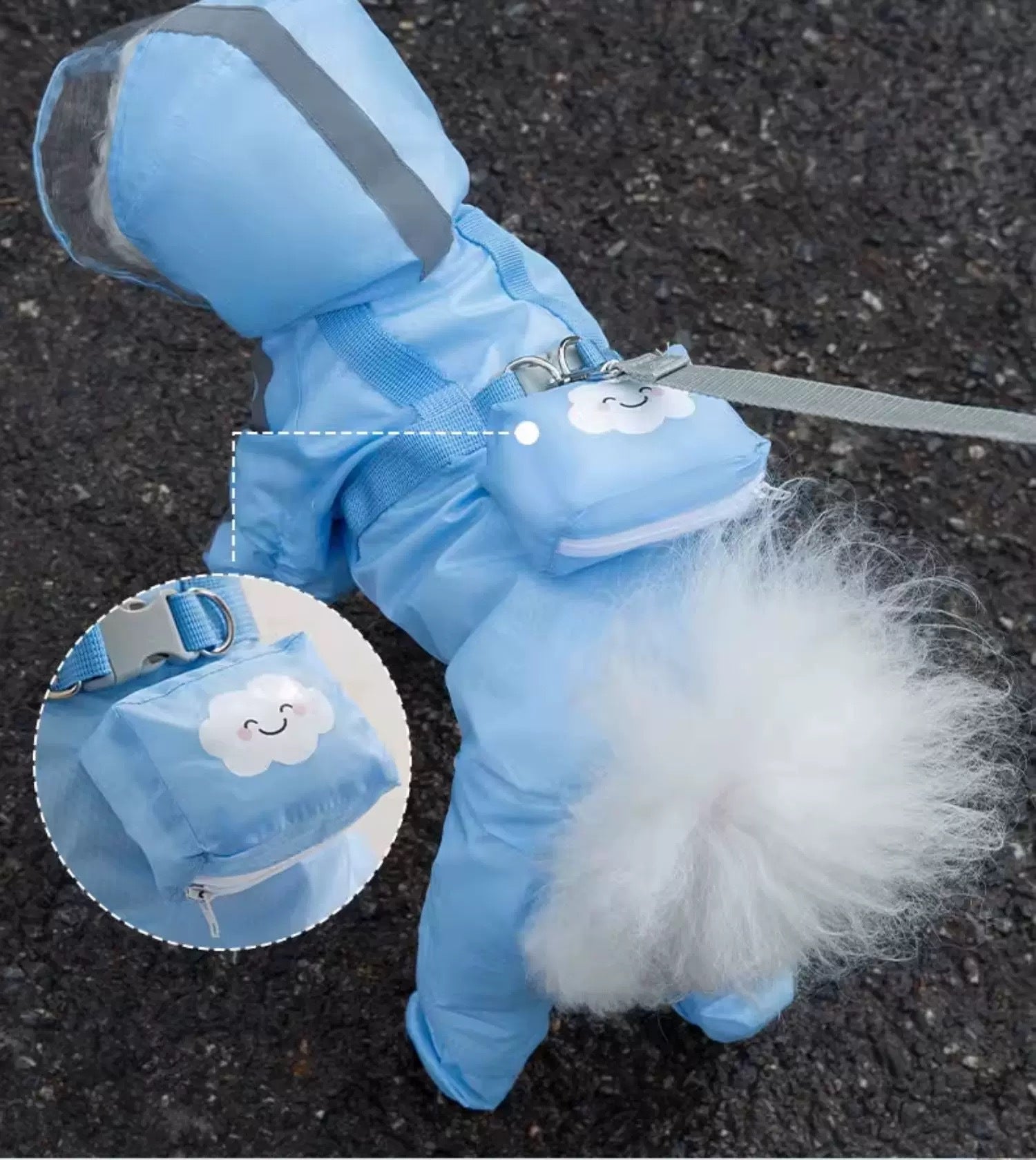 Waterproof Cute Pet Rain Coat with Hood - Full Leg Coverage