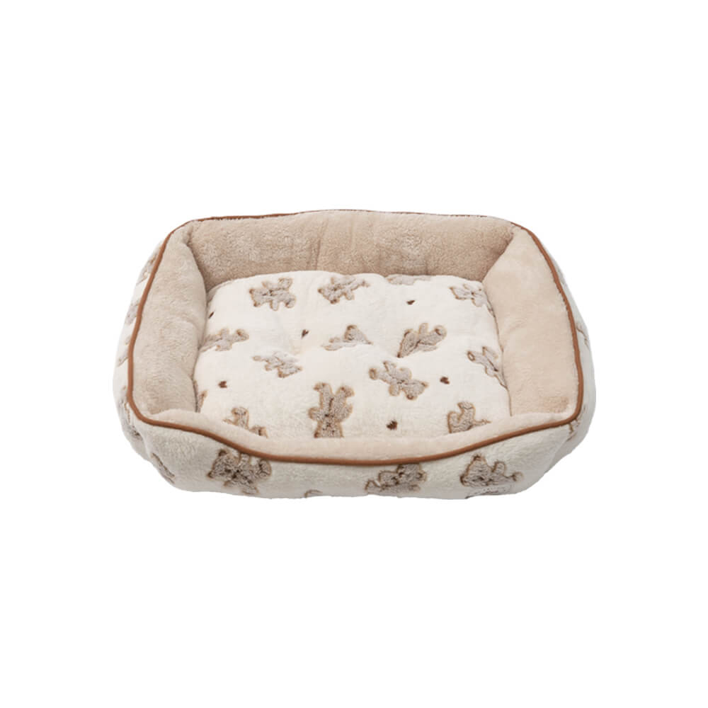 Classic Square Pet Bed – Cream Bear