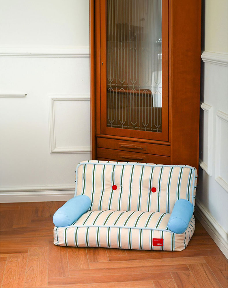 Blue and White Striped Pet Cooling Bed Sofa
