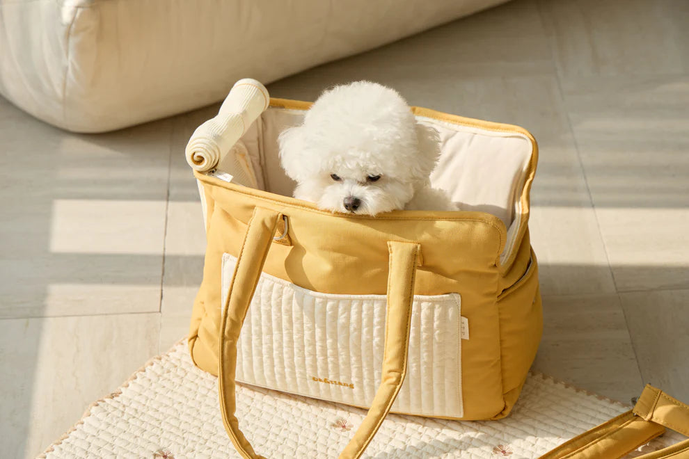 Ba&ttang-Quilted Pocket Two in One Shoulder Bag Yellow - kikiandpuppies
