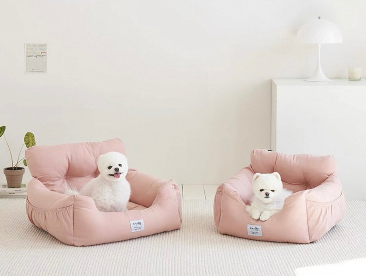 Woolly Creamy Pet Car Seat/ Sofa