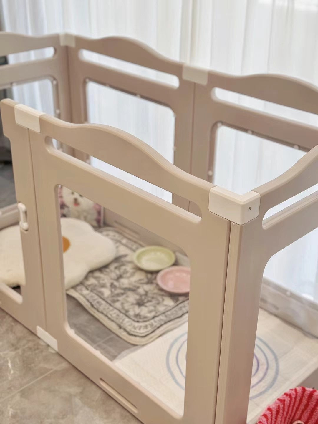 Pet Fence Scene Indoor Outdoor Furniture Dog Playpen Pink - 60cm