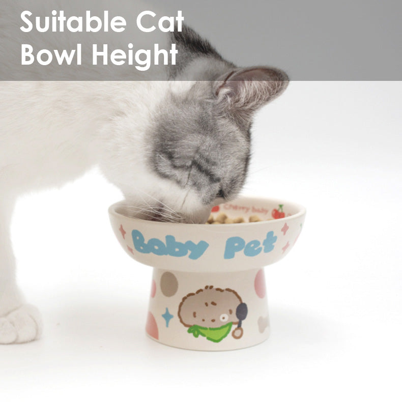 Childlike Standed Ceramic Cat Pet Bowls