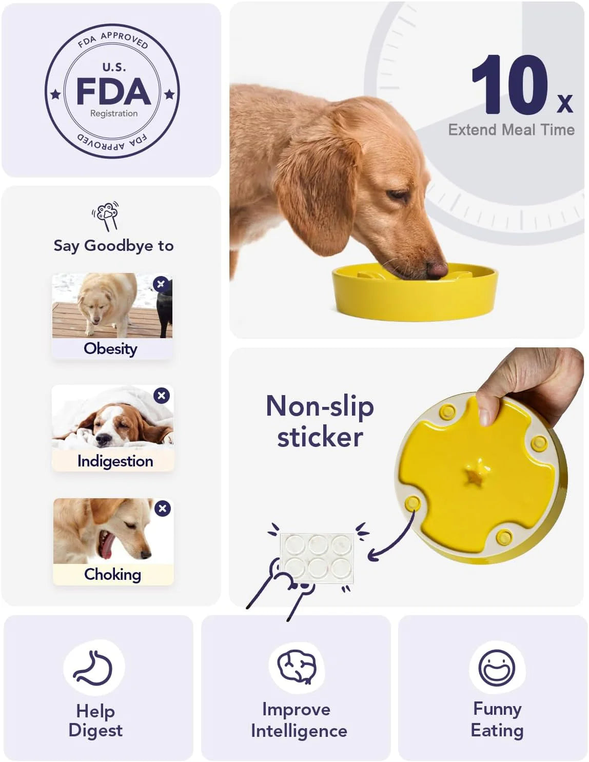 LE TAUCI Slow Feeder Bowl – Durable Ceramic, Healthy Eating for Dogs - kikiandpuppies