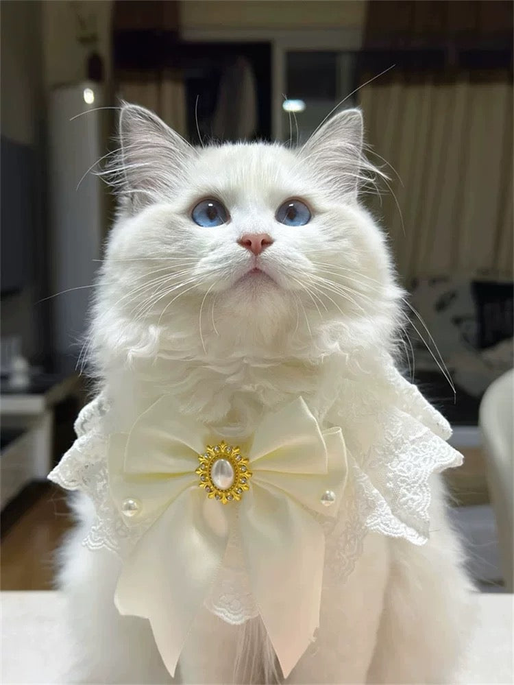 White Bow Tie Drool Bib for Dogs/Cats