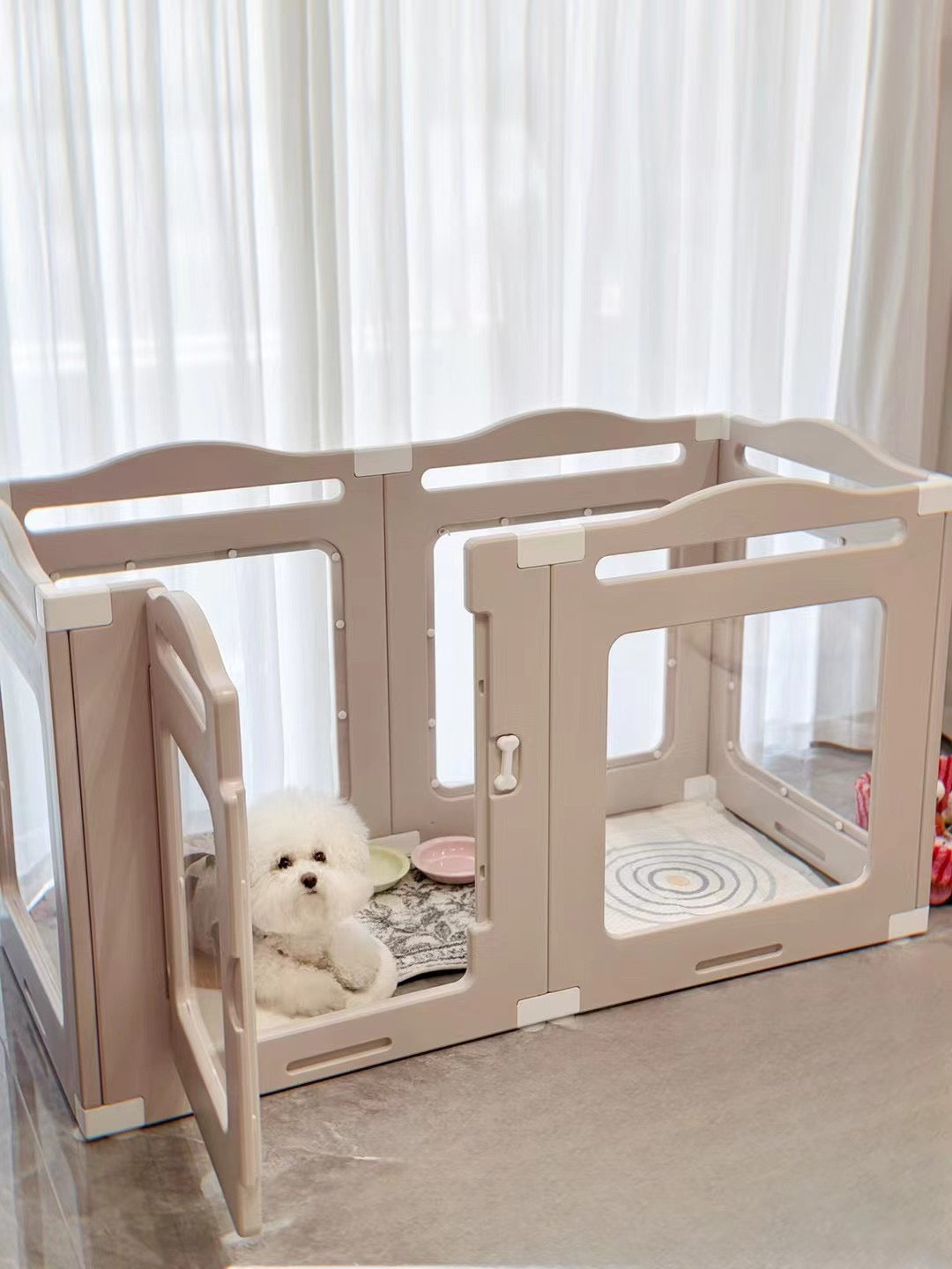 Pet Fence Scene Indoor Outdoor Furniture Dog Playpen Pink - 60cm