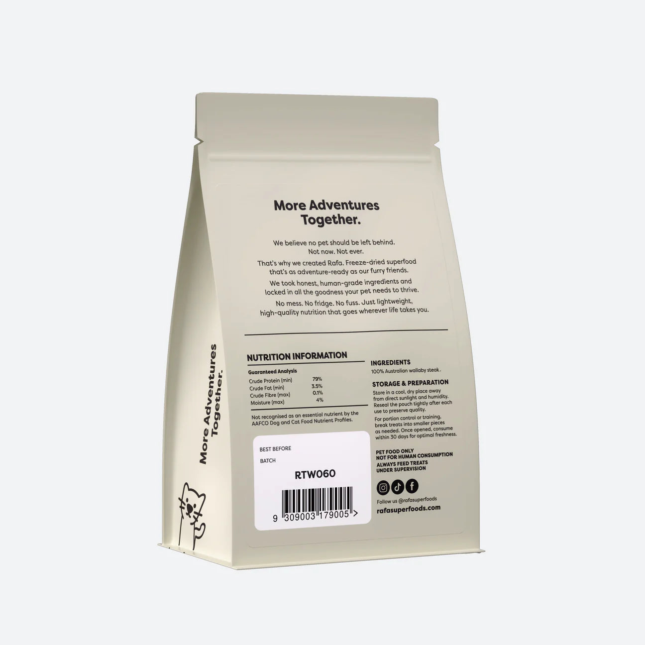 RAFA Raw Freeze-Dried Treats | Human-Grade Wallaby Steak - kikiandpuppies