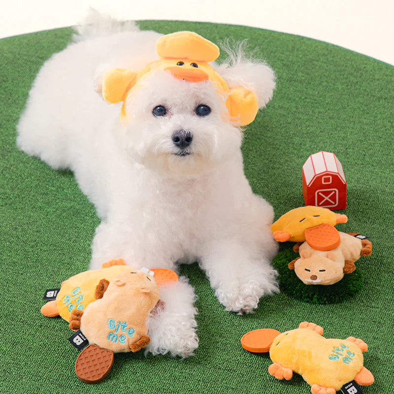 Biteme Fluffy Flat Latex Toy (2 types) - kikiandpuppies