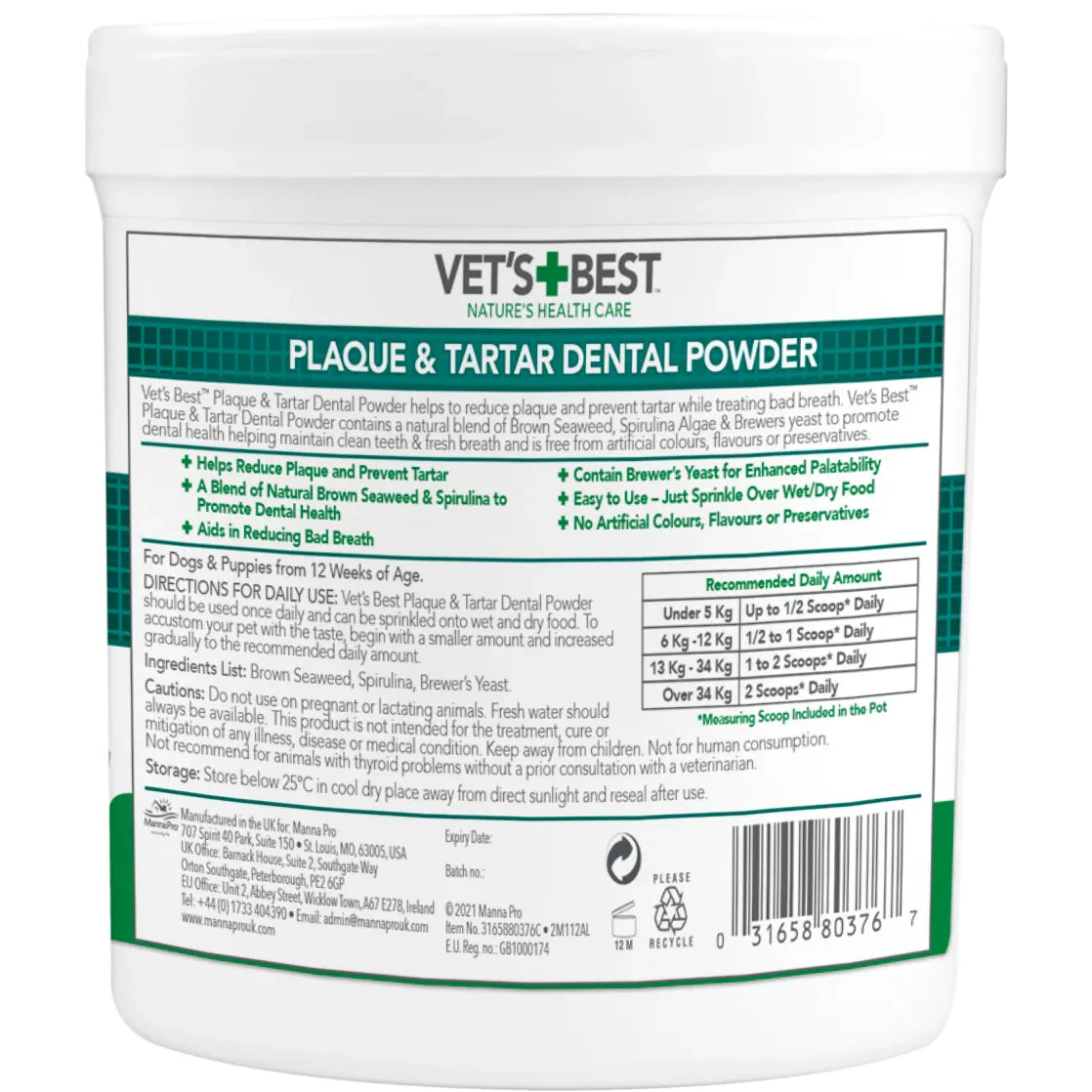Vet's Best Dental Powder For Dogs 90g - kikiandpuppies