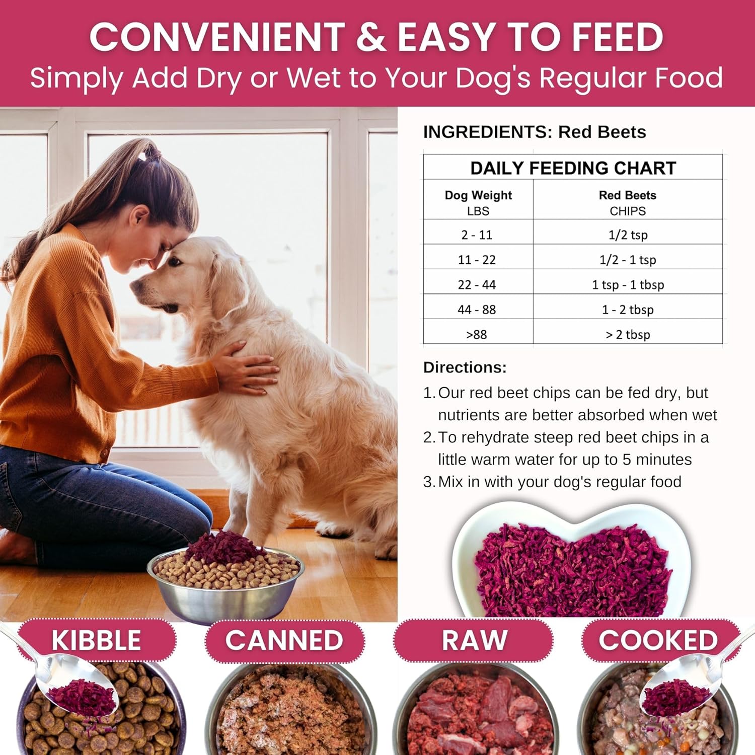 Olewo Dehydrated Red Beets Dog Food Supplement, 1KG