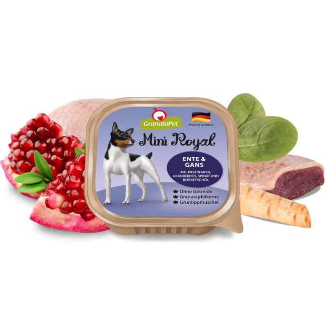 GranataPet Mini Royal - Duck & Goose Dog Wet Food 150g - kikiandpuppies