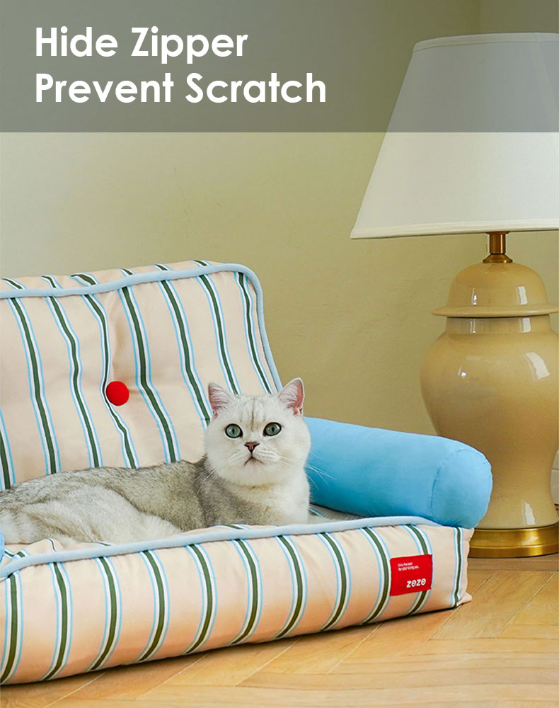 Blue and White Striped Pet Cooling Bed Sofa