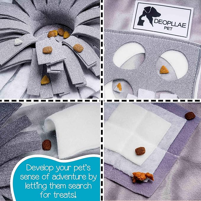 Snuffle Mat (Premium Mat with Treat Ball & Toys) Interactive Dog Toy for Pet Enrichment - Puzzle Feeder for Exercise and Stress Relief - Slow Feeder for Dogs (Deluxe) - kikiandpuppies