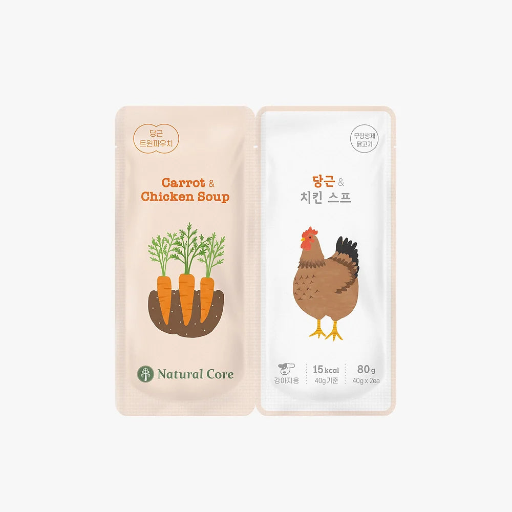 Natural Core Twin Pouch Carrot & Chicken Soup 80g - kikiandpuppies