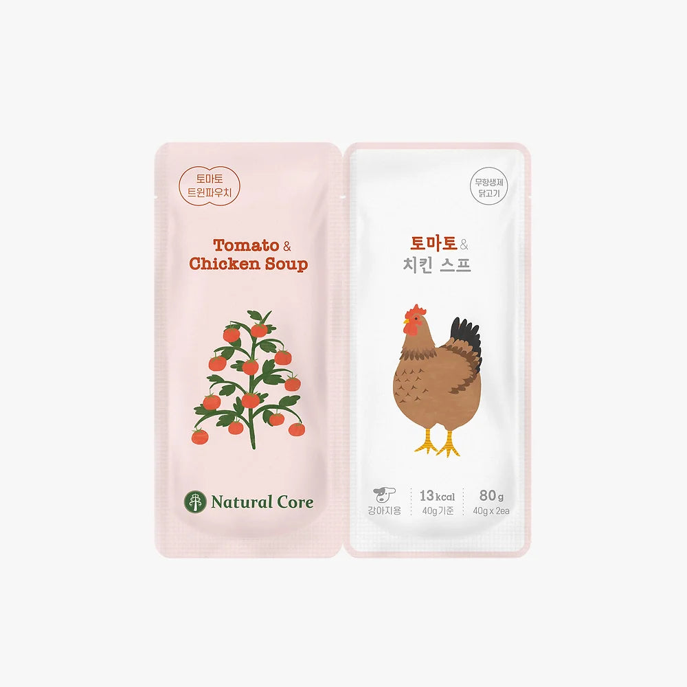 Natural Core Twin Pouch Tomato & Chicken Soup 80g - kikiandpuppies