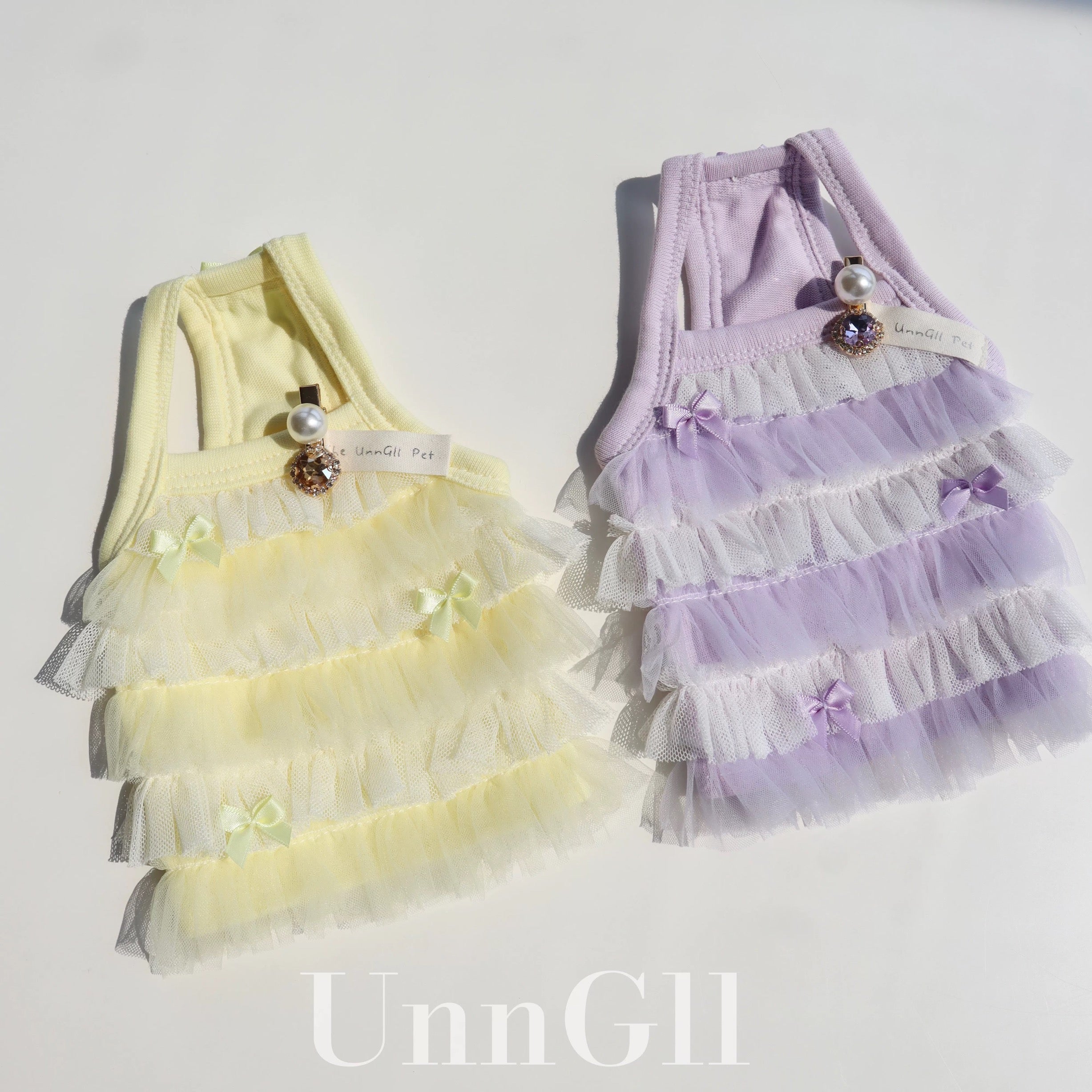 Pet Cake Princess Dress with Tulle and Rhinestones
