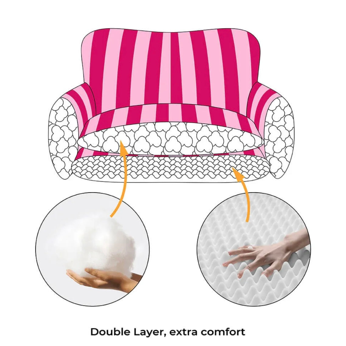 Trendy Striped Faux Lambswool Double Layer Dog & Cat Sofa Bed