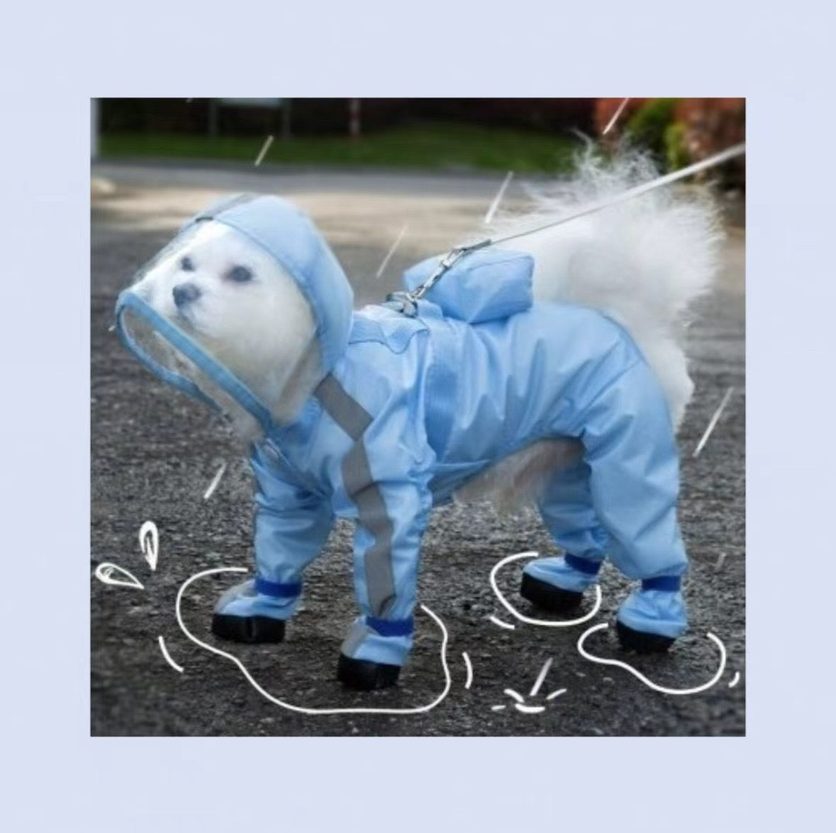 Waterproof Cute Pet Rain Coat with Hood - Full Leg Coverage