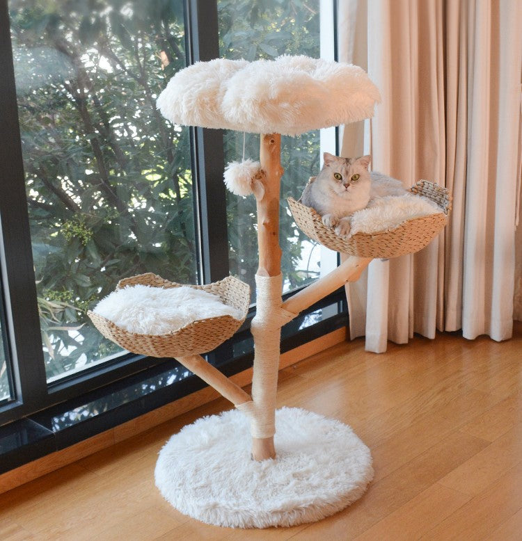 Solid Wood Hemp Rope Rattan Grass Cat Tree