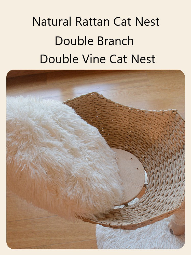 Solid Wood Hemp Rope Rattan Grass Cat Tree