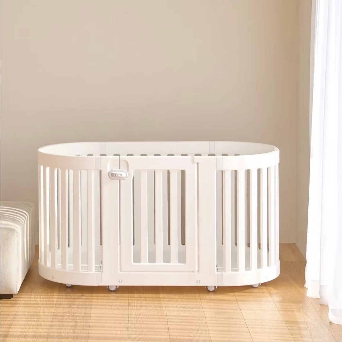 Portable Pet Room Dog Fence HYGGE ROUND With Mat - kikiandpuppies