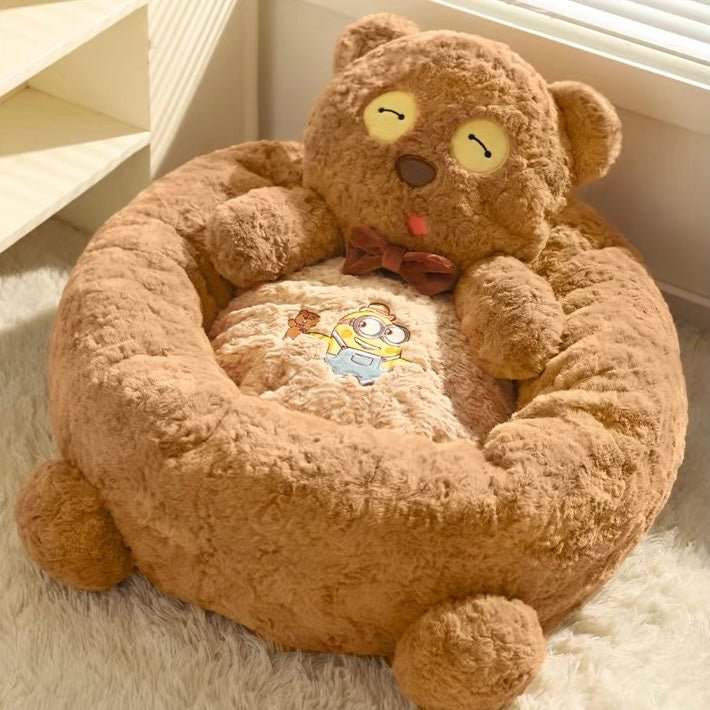 Minions Ted Pet Warm Plush Removable Washable Cat Dog Bed