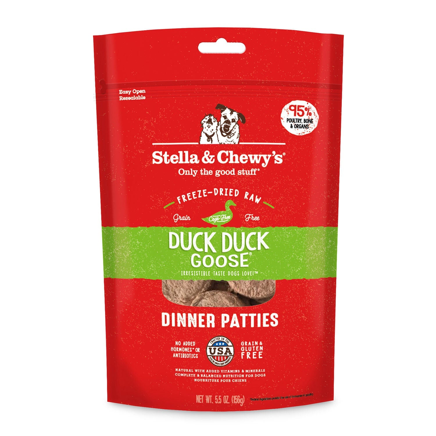 Stella & Chewys Freeze-Dried Dog Food - Duck Duck Goose Patties 156g