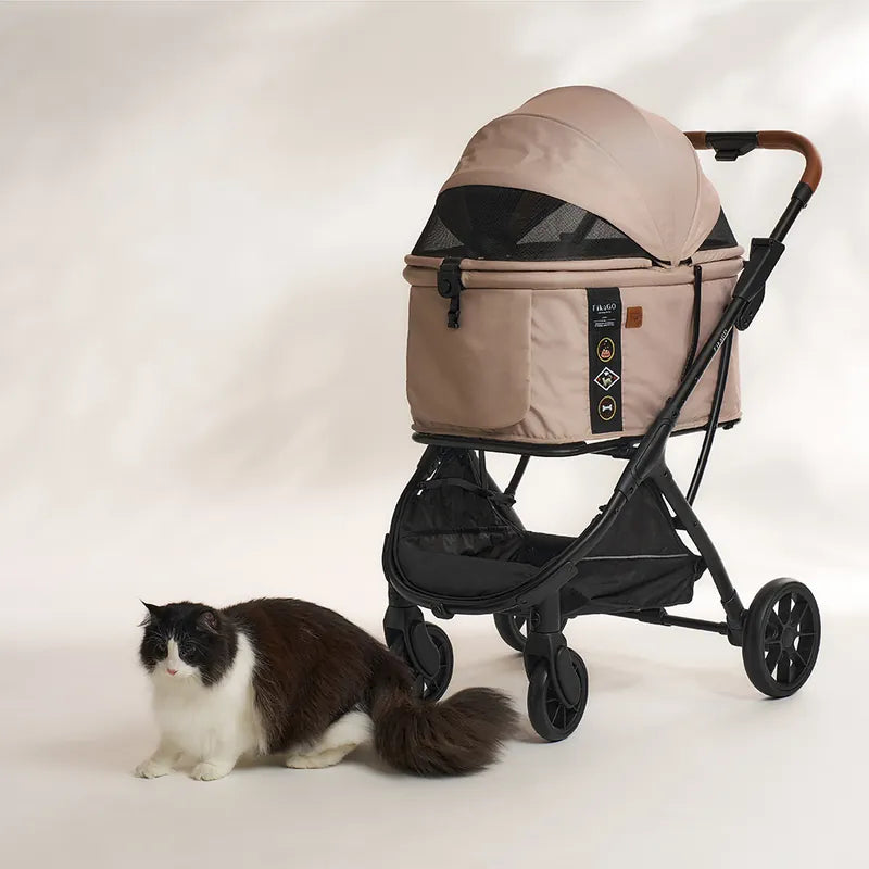 AGILE | Quick Fold Pet Stroller - Hygge Beige - kikiandpuppies