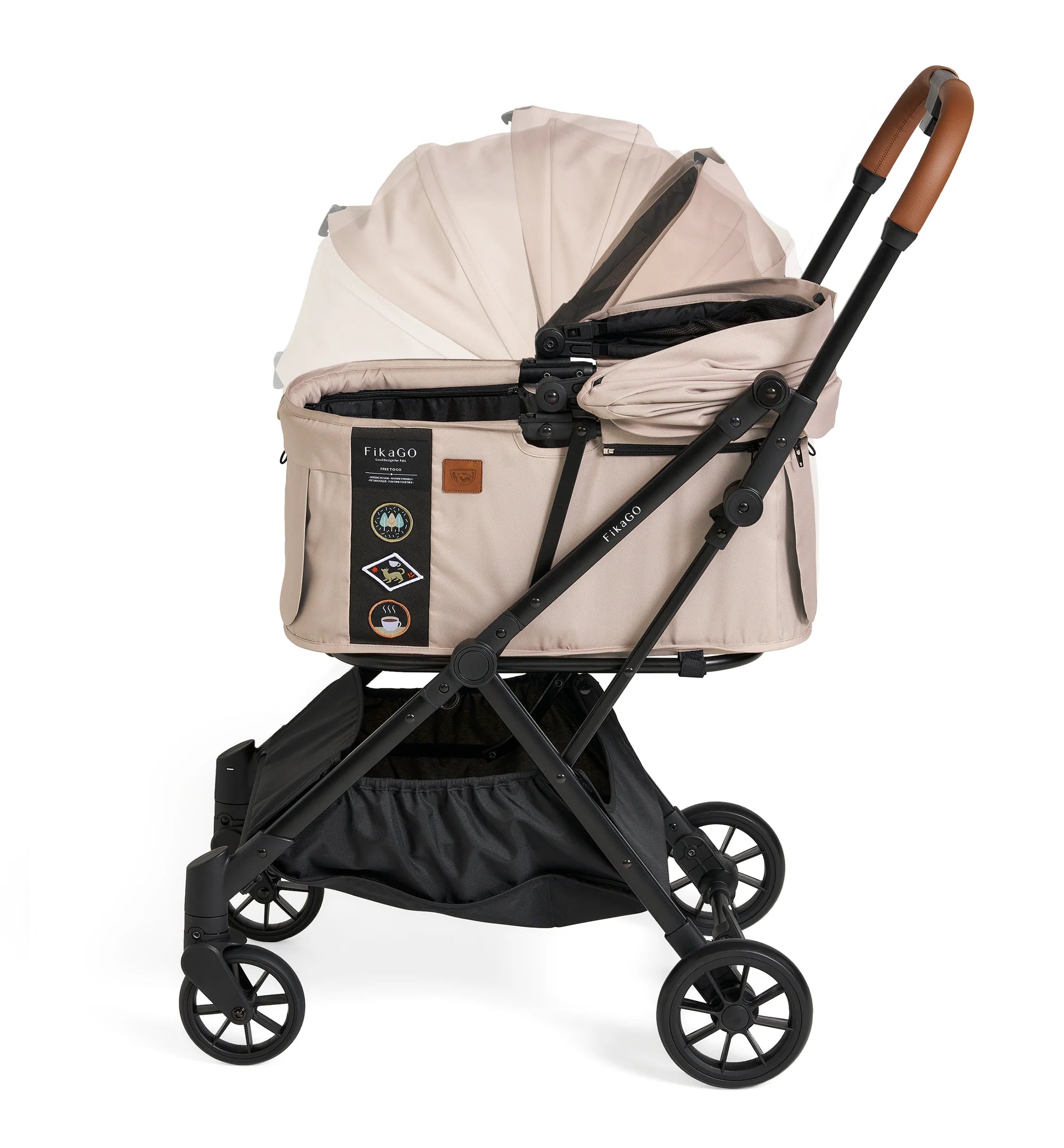 FikaGo FREE TO GO | Auto Quick Folding Pet Stroller - Hygge Beige - kikiandpuppies