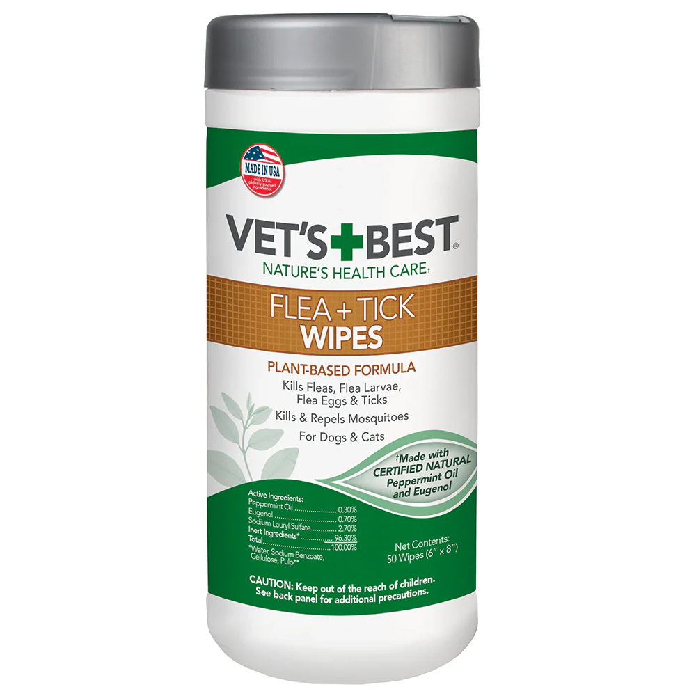 Vet's Best Flea & Tick Wipes for Dogs 50Wipes - kikiandpuppies