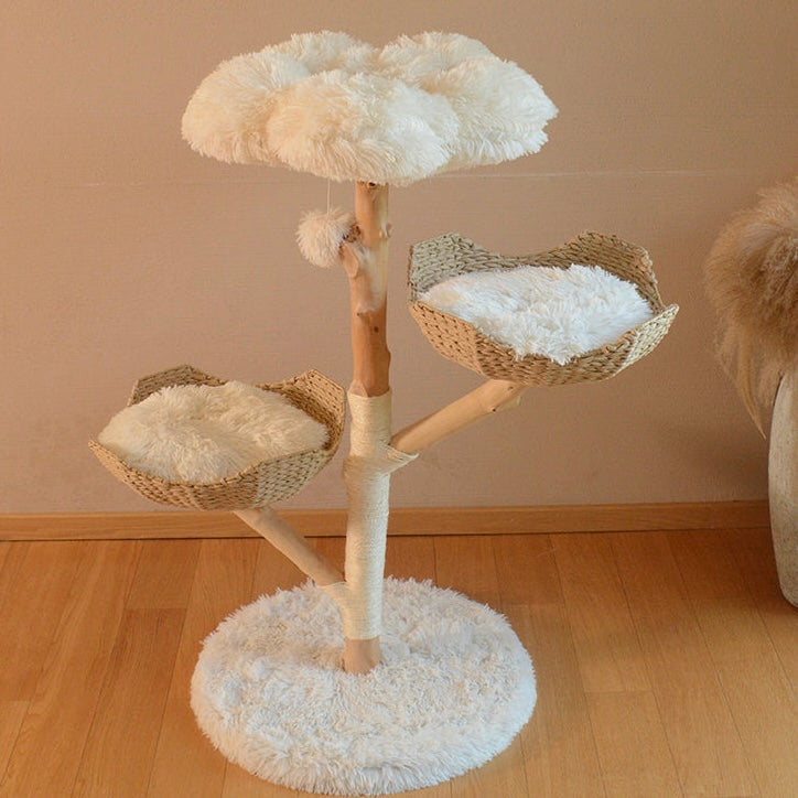 Solid Wood Hemp Rope Rattan Grass Cat Tree